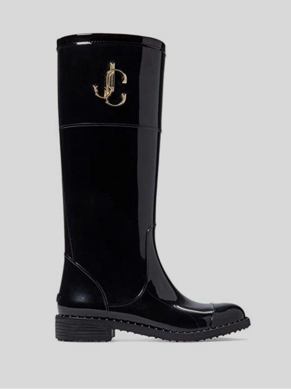Jimmy Choo - Black Women's Tall Rain Boot with Gold Logo
